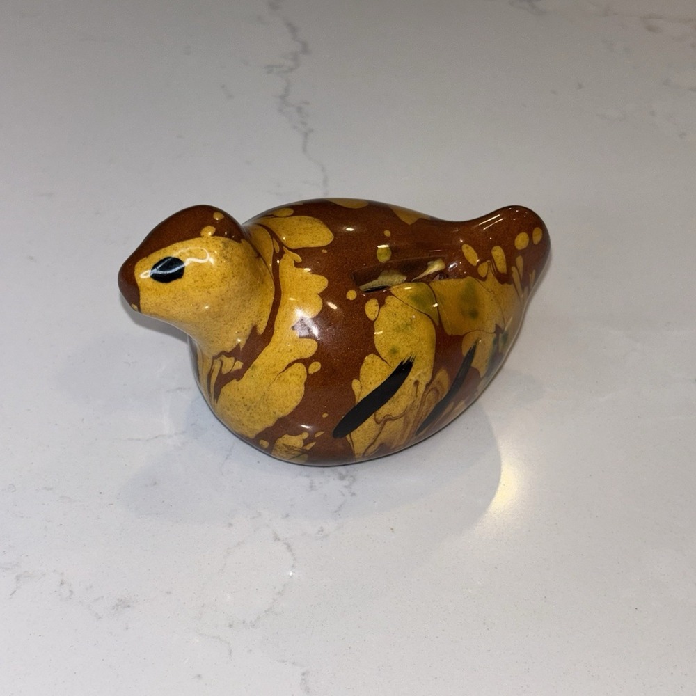 1978 Lester Breininger Redware Bird Bank Slip Glazed Pottery PA Folk Art LB 78